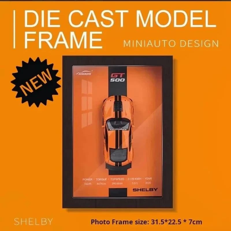 Shelby GT500 Muscle Car 3D Art Frame – Racing Orange — view 4 | i-robox