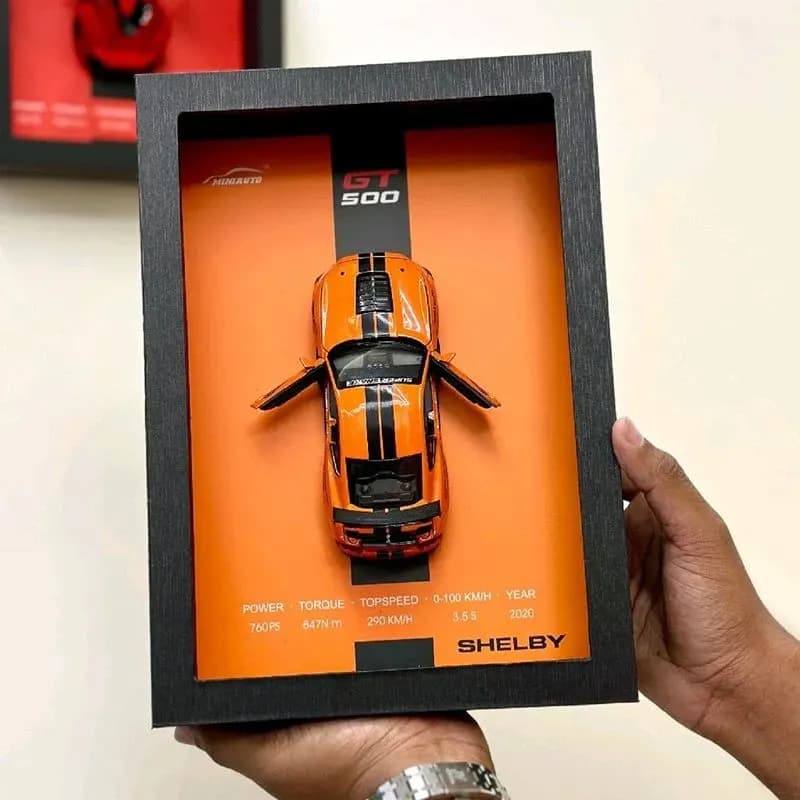 Shelby GT500 Muscle Car 3D Art Frame – Racing Orange — view 3 | i-robox