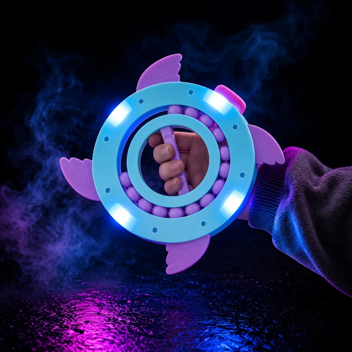 Kinetic LED Fidget Shuriken Toy– Giant Light-Up Throwing Star — view 6 | i-robox