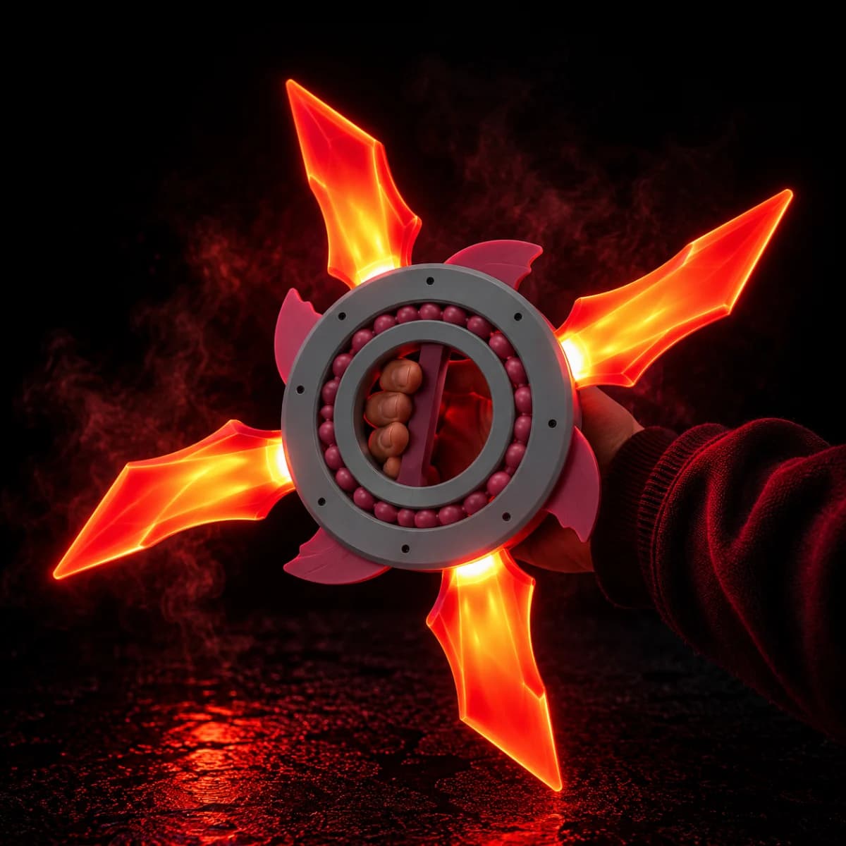 Kinetic LED Fidget Shuriken Toy– Giant Light-Up Throwing Star — view 2 | i-robox