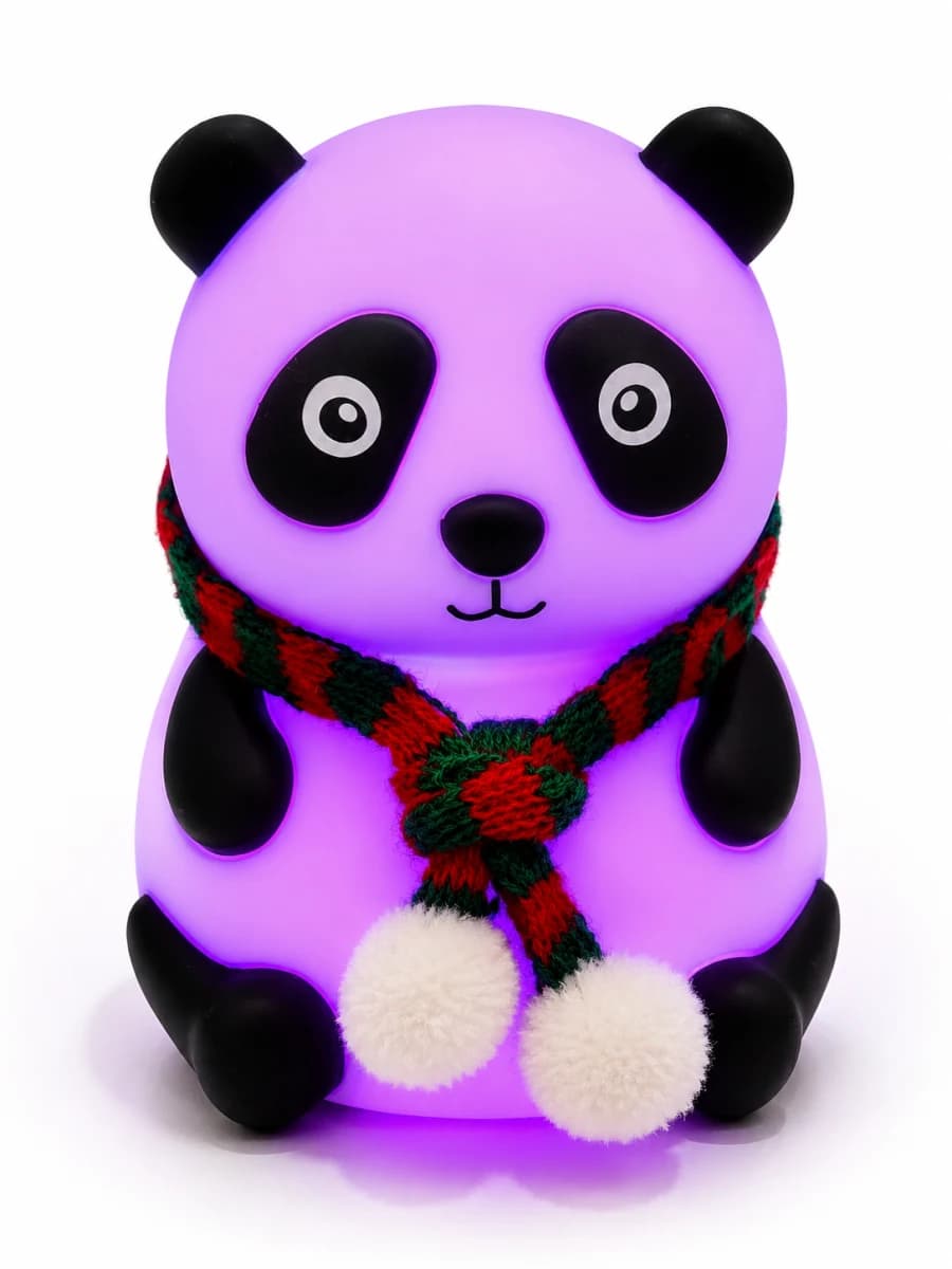 Cozy Panda Silicone LED Night Light with Winter Scarf image 1