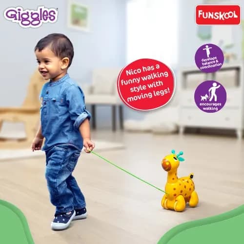 Funskool Giggles Nico The Giraffe Toddler Pull-Along Toy — view 7 | i-robox
