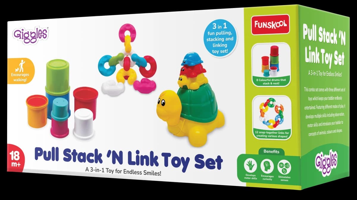 Funskool Giggles 3-in-1 Pull, Stack 'N Link Turtle Toy Set — view 10 | i-robox