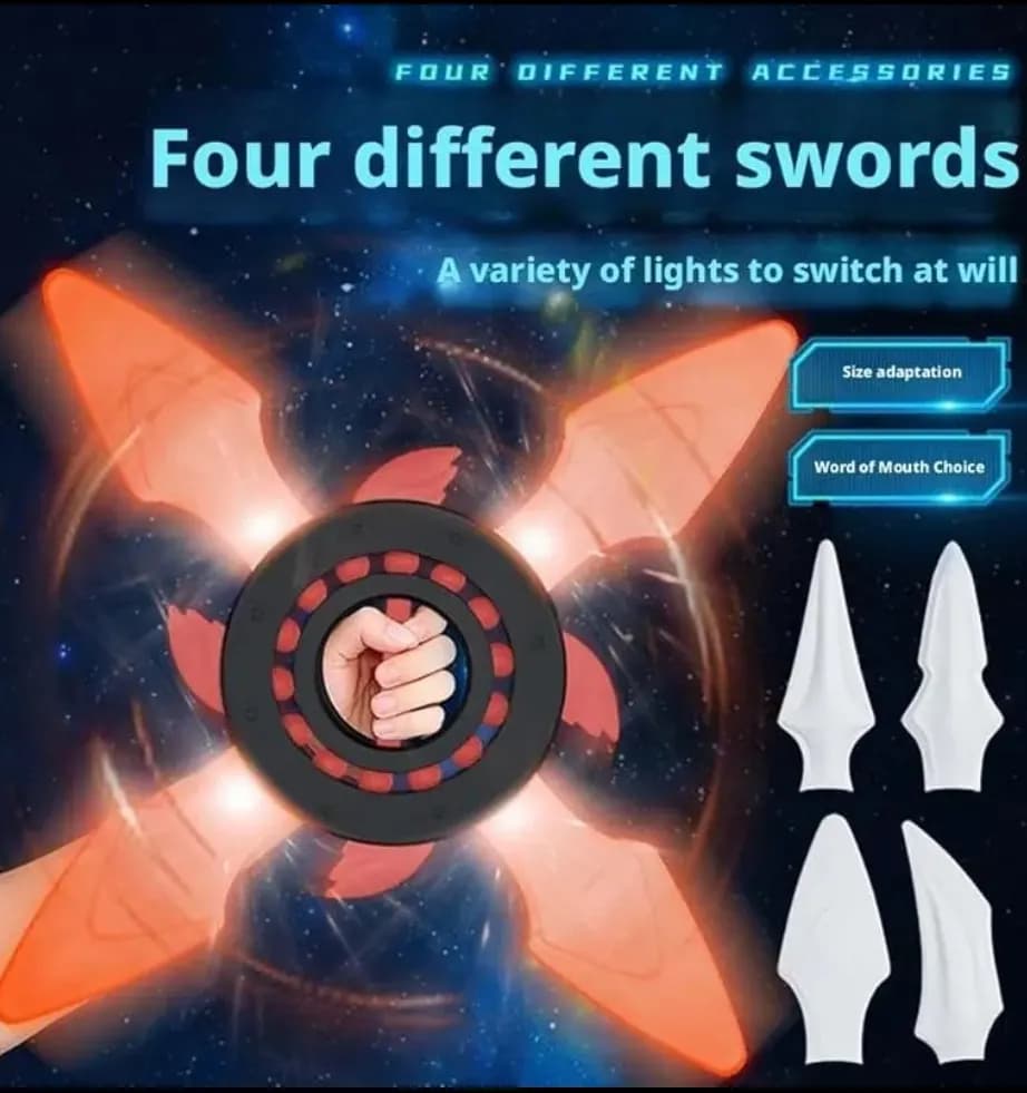 Kinetic LED Fidget Shuriken Toy– Giant Light-Up Throwing Star — view 3 | i-robox