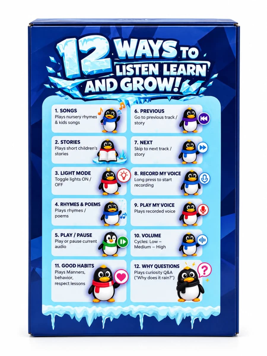Interactive Penguin Learning Robotic Toy - Blue — view 5 | i-robox